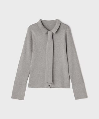 GRACE CONTINENTAL リブシャツニットトップ グレー
