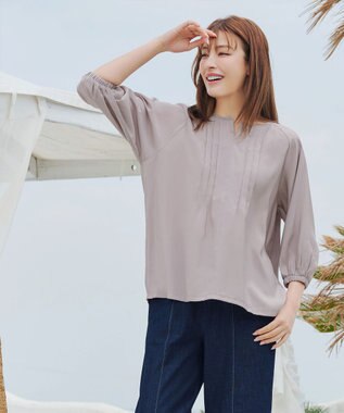 Tiaclasse L 【洗える】ラグランタックブラウス グレー