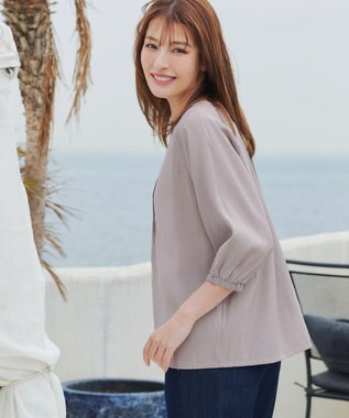 Tiaclasse L 【洗える】ラグランタックブラウス グレー