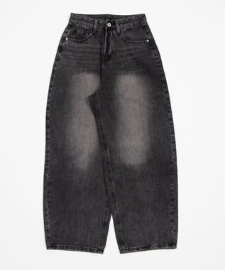 WEGO バックベルトクロスバギーデニム ブラック