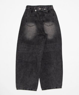 WEGO バックベルトクロスバギーデニム ブラック