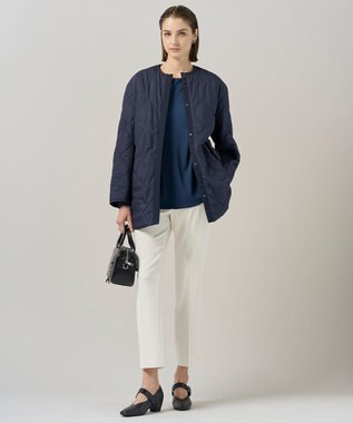 ICB L 【リバーシブル着用可能】 リバーシブルキルト ミドル丈コート ネイビー系