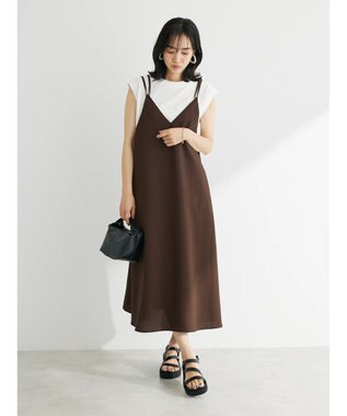 Green Parks 表面感キャミワンピース Brown