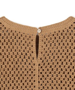 UNFILO クロシェレースニット ハーフスリーブ プルオーバー キャメル