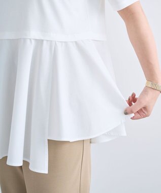 Green Parks 異素材ドッキングペプラムプルオーバー White