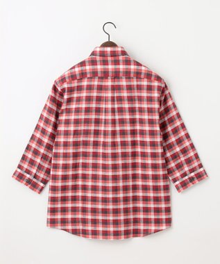 JOSEPH ABBOUD 【麻100％】リネンチェック シャツ レッド系3