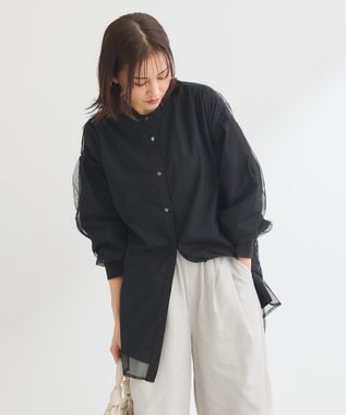 Green Parks ２Ｗａｙ　チュールドッキングシャツチュニック Black