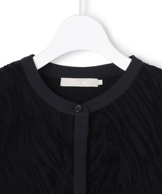 ICB L カットジャガードジャージー デザイントップス ブラック