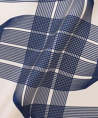 GOTAIRIKU 首にも巻ける【2WAY/日本製】シルク100% ポケットチーフ（幾何学柄） ネイビー系8