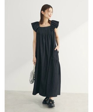 Green Parks ■ＥＳＣＡＲ　デニムピンタックワンピース Black