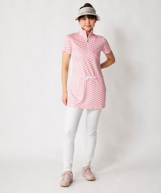 FILA GOLF／marie claire 【Marie claire sports】ロゴ柄ハーフジップチュニック ピンク