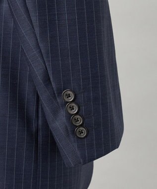GOTAIRIKU 【Loro Piana Fabric】365 通年 3ピーススーツ(ネイビーストライプ) ダルブルー×ストライプ