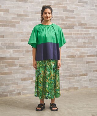 J.PRESS YORK STREET 【WOMEN】プリントフレア スカート グリーン系5