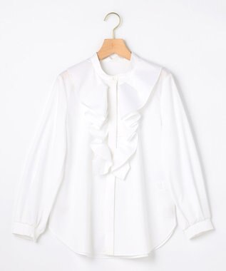 組曲 【KUMIKYOKU NAVY】コットンタッチシャーティングラッフルフレア ブラウス ホワイト系