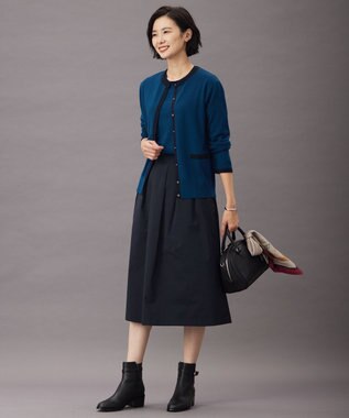 J.PRESS LADIES S 【洗える】グレイス メモリータフタ タック スカート ネイビー系