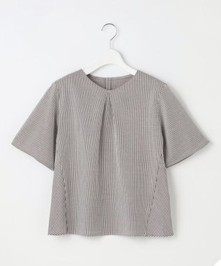 J.PRESS LADIES 【洗える・抗菌防臭・吸水速乾】サッカージャージー ペプラム カットソー オフ×モカ系