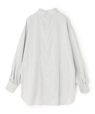 UNFILO ハイネックブラウス オフ×ブラックストライプ