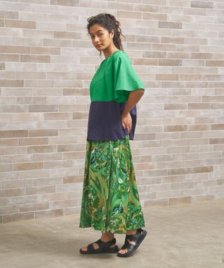 J.PRESS YORK STREET 【WOMEN】プリントフレア スカート グリーン系5