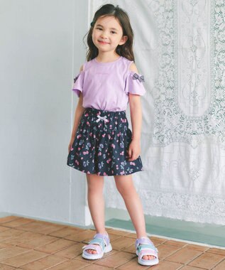 ANY KIDS 【洗濯機可能】総柄フルーツ キュロット ネイビー