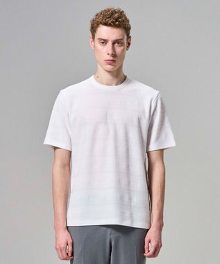JOSEPH HOMME 【新柄 / 新素材】ジャガードボーダー　クルーネックTシャツ ホワイト系