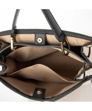 UNBILLION cachecache スマホショルダー付ヒネリ金具2wayワンハンドルトート アイボリーブラック