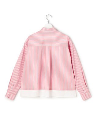 23区 【先行予約】CANCLINI レギュラーカラー ストライプ クロップドシャツ ピンク×サックスストライプ