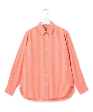 23区 【CLASSY.5月号掲載/洗える】CANCLINI ベーシック シャツ オレンジ×サックスストライプ