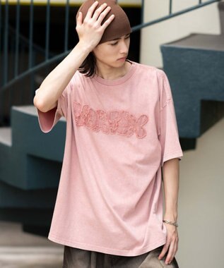 WEGO 【ユニセックス着用ITEM】スノーウォッシュダメージアップリケT（SS） ピンク