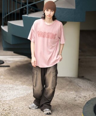 WEGO 【ユニセックス着用ITEM】スノーウォッシュダメージアップリケT（SS） ピンク