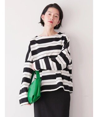 AMERICAN HOLIC ボートネックボーダープルオーバー Black