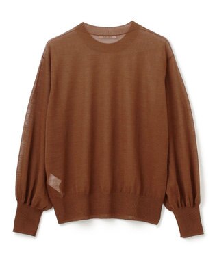 BEIGE， 【洗える】CADDO / シアーウールクルーネックトップス Brown