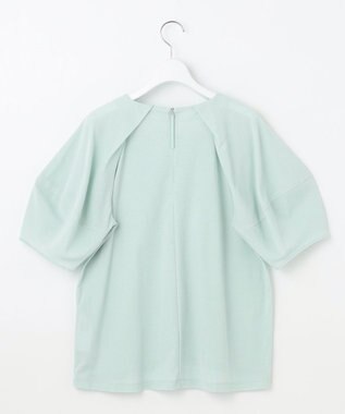 自由区 【洗える】ボリュームスリーブピケ カットソー ライトアクア