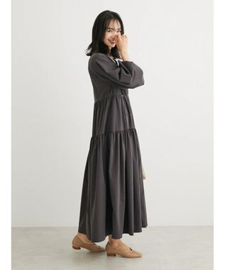 Green Parks ・ＥＬＥＮＣＡＲＥ　ＤＵＥ　ドロストティアードワンピース Charcoal Gray