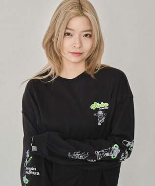 WEGO 【ユニセックス着用ITEM】別注VISIONグラフィックスリーブプリントT（LS） ブラック