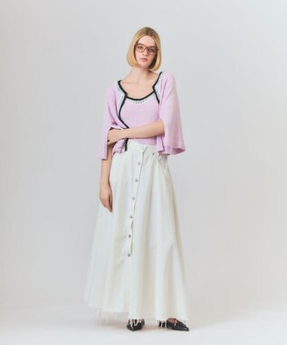 GRACE CONTINENTAL ツイーディーニットカーディガン ピンク