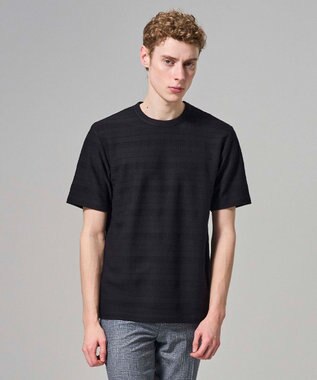 JOSEPH HOMME 【新柄 / 新素材】ジャガードボーダー　クルーネックTシャツ ブラック系