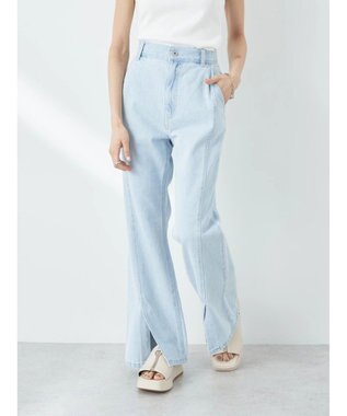 earth music&ecology センタースリットデニムパンツ Light Indigo