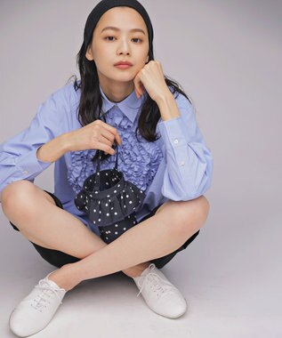 組曲 S 【組曲×setsuko sagittaire】フラワーフリルシャーティング ブラウス ベビーブルー系