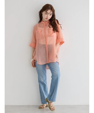 AMERICAN HOLIC シアーバックフレアＷポケットシャツチュニック Pink