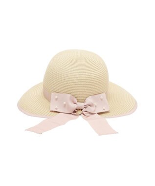 Maison de FLEUR 【手洗い可能】パールリボンスリットハット Pink