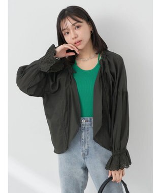 earth music&ecology ギャザーショートブラウス Black