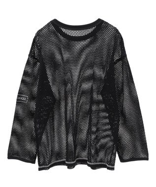 AMERICAN HOLIC 【WEB限定】ランダムロゴメッシュロングTシャツ/チュニック Black