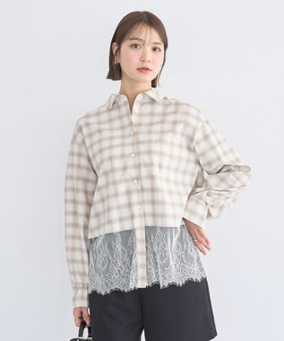 earth music&ecology 適ON レースヘムシャツ Off White