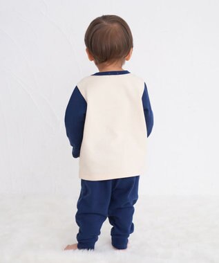 MIKI HOUSE HOT BISCUITS 【80-120cm】 働く車 ミニ裏毛 ルームウェア上下セット 紺