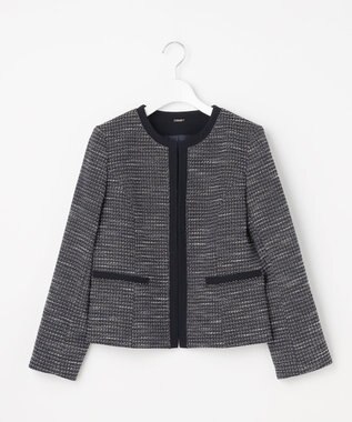 ANY SIS リップルボーダーストレッチ ジャケット ネイビーシャンブレー