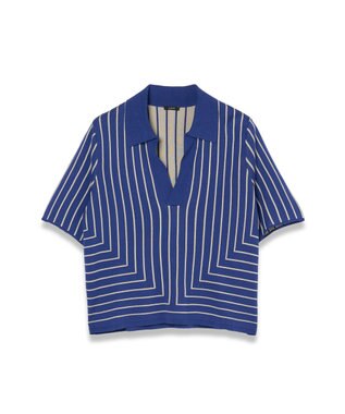 JOSEPH 【洗える】ジオメトリックジャガード　ニットトップス Cobalt / Affogato