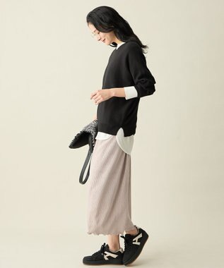 ANY L 【ウエストゴム】シュリンクベロアスカート ベージュ