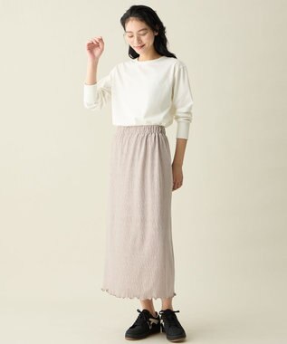 ANY L 【ウエストゴム】シュリンクベロアスカート ベージュ