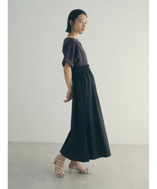Green Parks armonia.異素材切替ドルマンワンピース Charcoal Gray