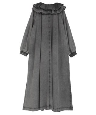 Green Parks ■ESCAR デニムラッフルカラーワンピース Gray